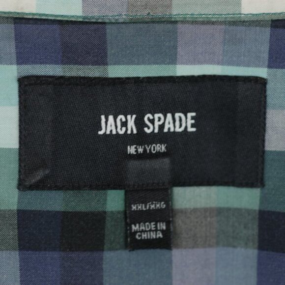 Jack Spade Men's XXL Green White Plaid Short Sleeve Casual Button Up Shirt - Picture 6 of 7